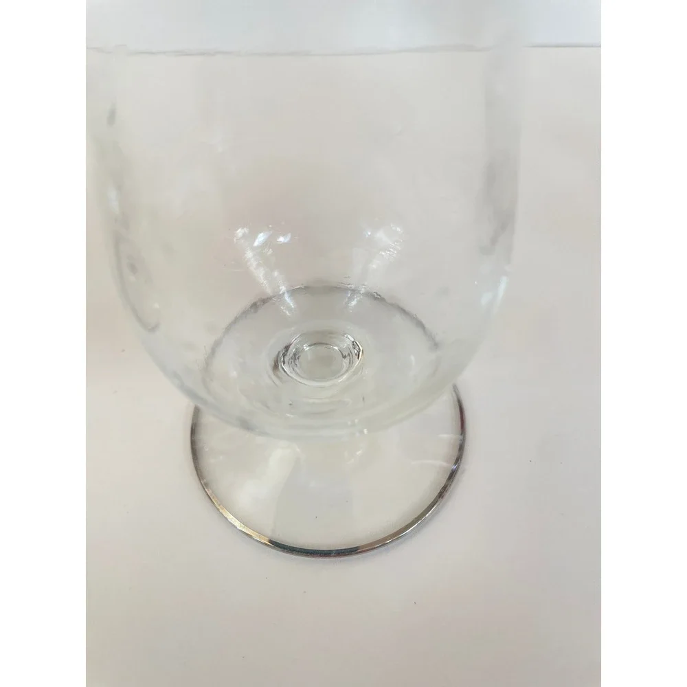 Vintage Hurricane Champagne Cocktail Glass Silver Rim Stemmed Barware Set of 5